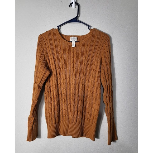St John's Bay Cable Knit Sweater Copper Brown Long Sleeve Classic Fit L - Picture 6 of 6